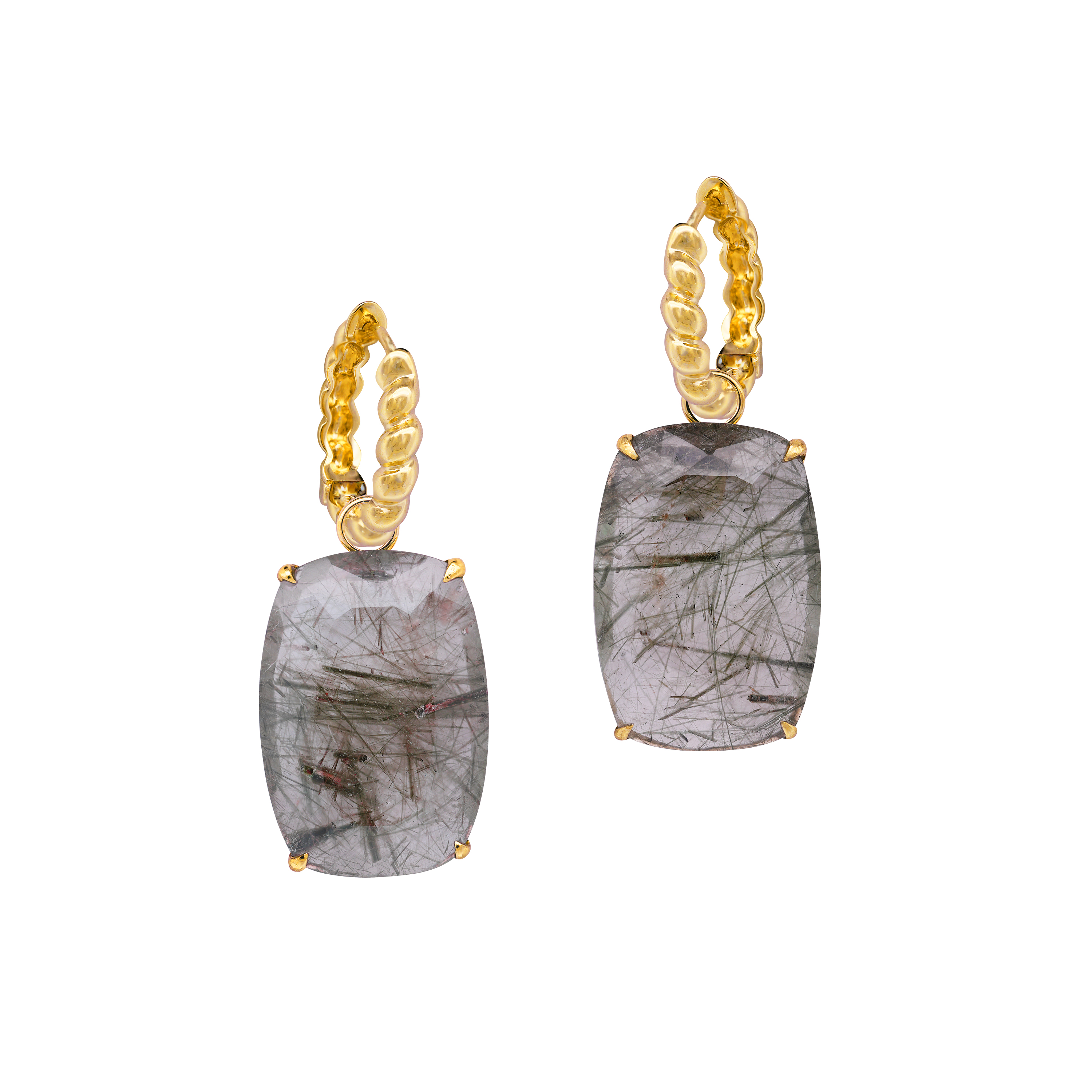 Alder Green Rutilated Quartz Earrings